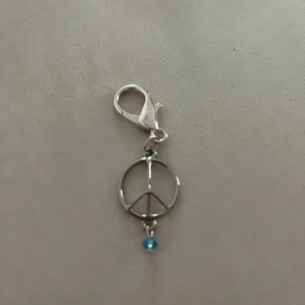 ☮️Silver peace sign dog collar charm - Picture 1 of 4